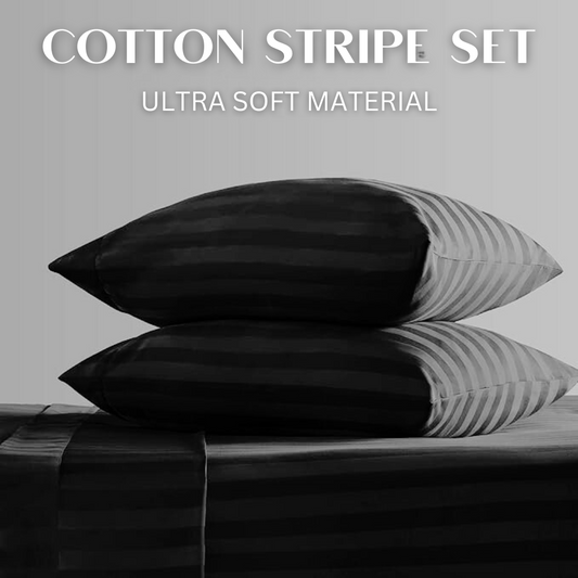 BLACK COTTON STRIPE SHEET