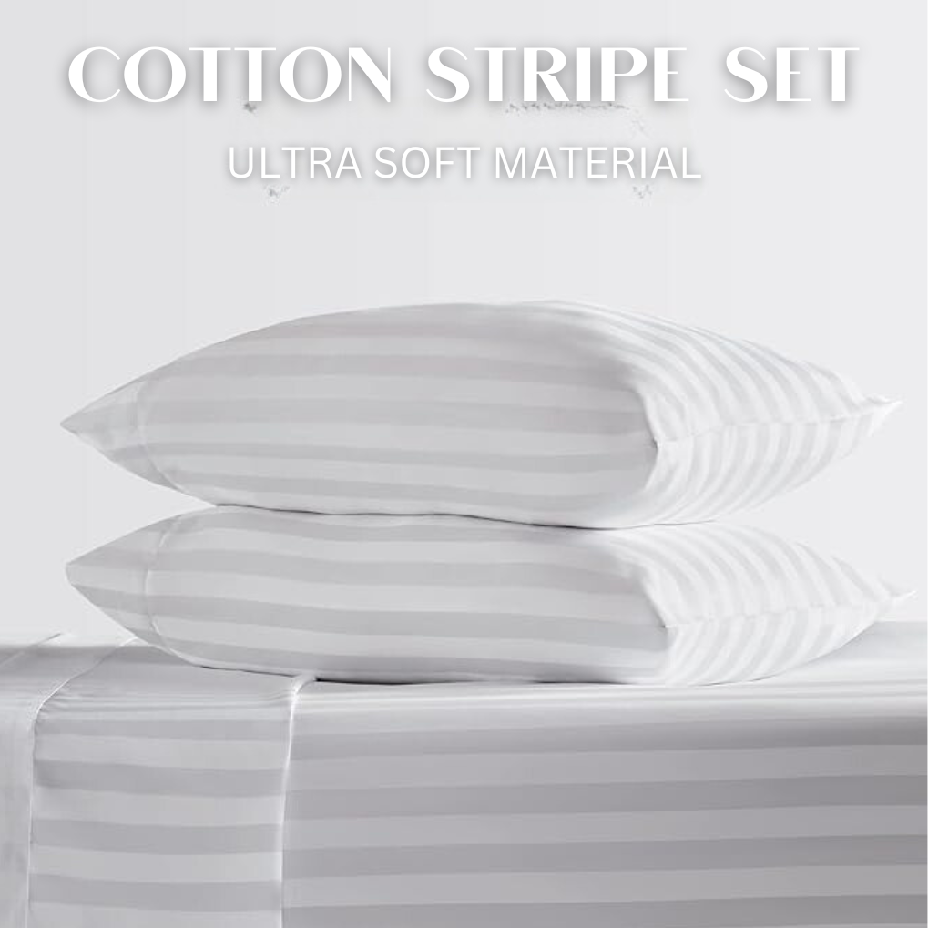 WHITE COTTON STRIPE SHEET