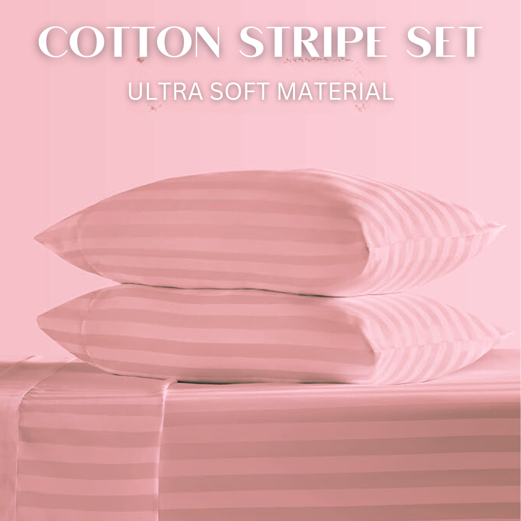 PINK COTTON STRIPE SHEET