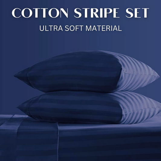 NAVY BLUE COTTON STRIPE SHEET