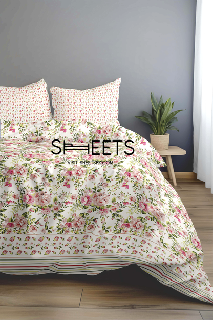 PINK FLORAL DUVET COVER SET